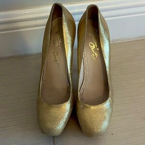 Alice + Olivia Gold Textured Heels